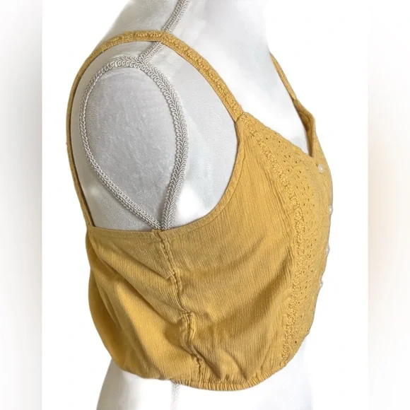 American Eagle Yellow Eyelet Cropped Tank Size S - Picture 4 of 8